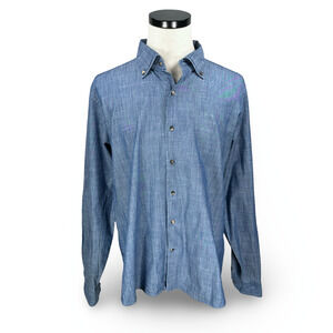 Peter Millar Summer Chambray Shirt Men’s XL Blue Long Sleeve Button-Down Collar